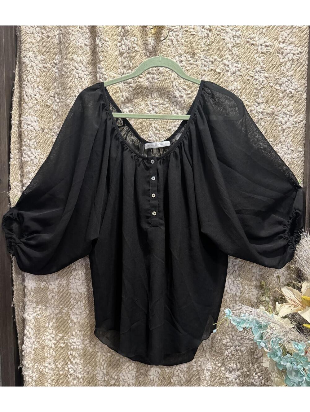Rancho Estancia Boho Sheer Tunic Blouse, Size L